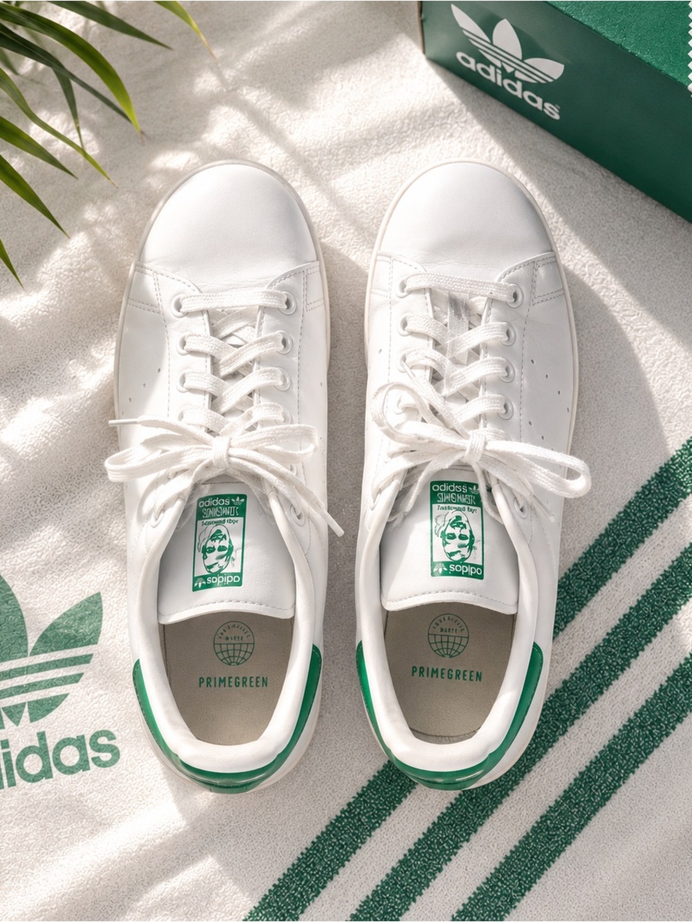 adidas White and Green Primegreen Sneakers